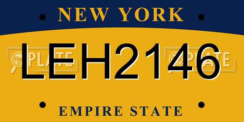 LEH2146 New York License Plate