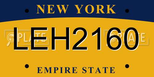 LEH2160 New York License Plate