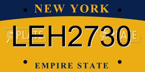 LEH2730 New York License Plate