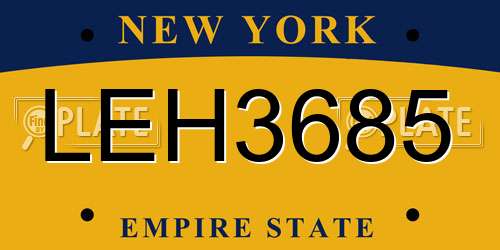 LEH3685 New York License Plate