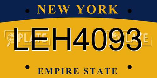 LEH4093 New York License Plate