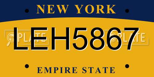 LEH5867 New York License Plate