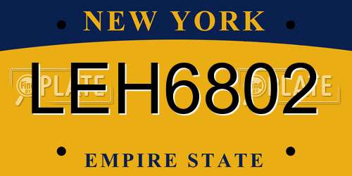 LEH6802 New York License Plate