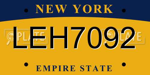 LEH7092 New York License Plate