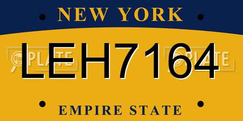LEH7164 New York License Plate