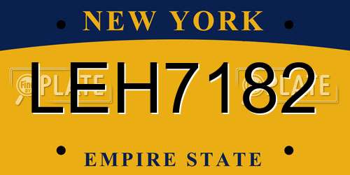 LEH7182 New York License Plate