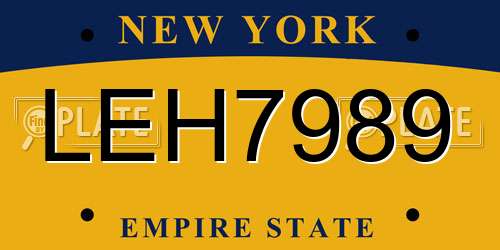 LEH7989 New York License Plate