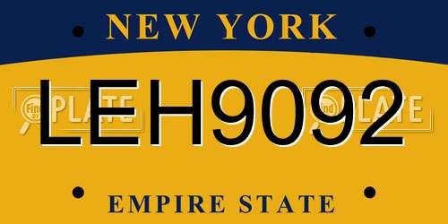 LEH9092 New York License Plate