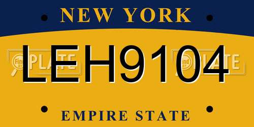 LEH9104 New York License Plate
