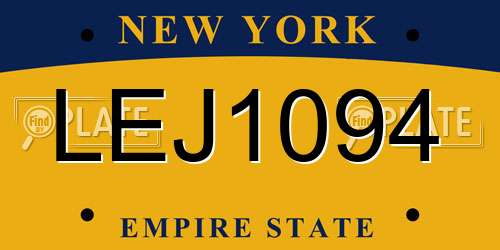 LEJ1094 New York License Plate