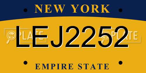 LEJ2252 New York License Plate