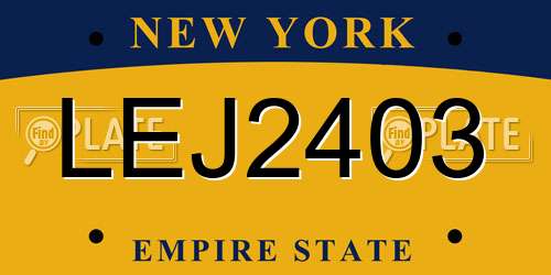 LEJ2403 New York License Plate