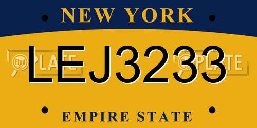 LEJ3233 New York License Plate