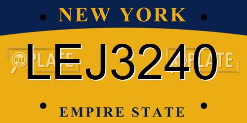 LEJ3240 New York License Plate