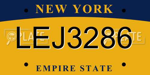 LEJ3286 New York License Plate