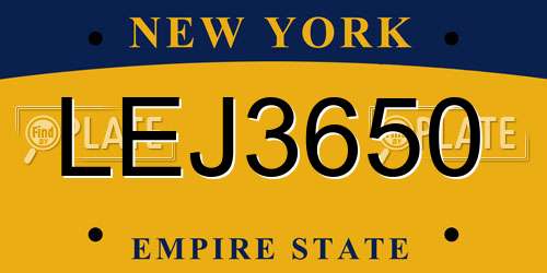 LEJ3650 New York License Plate