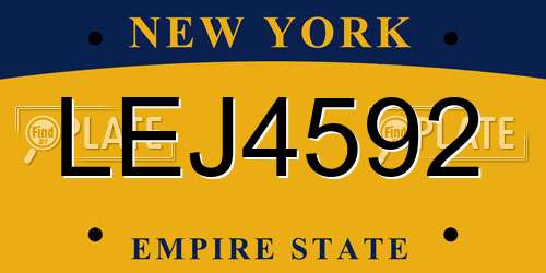 LEJ4592 New York License Plate