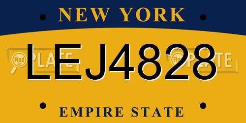 LEJ4828 New York License Plate