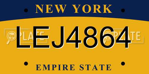 LEJ4864 New York License Plate