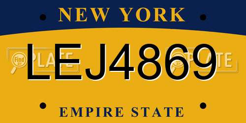 LEJ4869 New York License Plate
