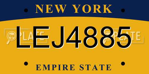 LEJ4885 New York License Plate
