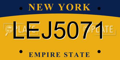 LEJ5071 New York License Plate