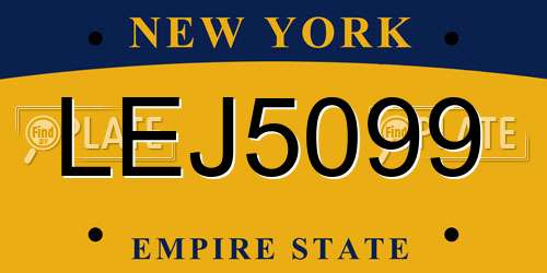 LEJ5099 New York License Plate