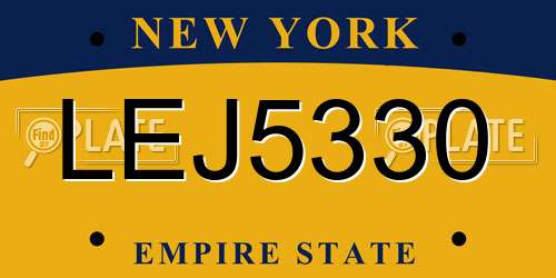 LEJ5330 New York License Plate