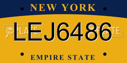 LEJ6486 New York License Plate