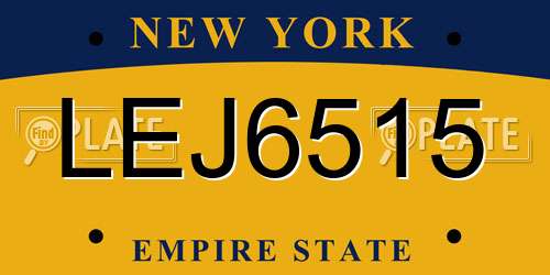 LEJ6515 New York License Plate