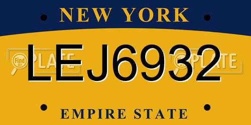 LEJ6932 New York License Plate