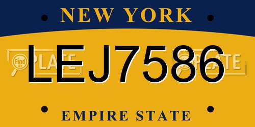 LEJ7586 New York License Plate