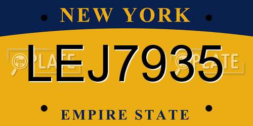 LEJ7935 New York License Plate