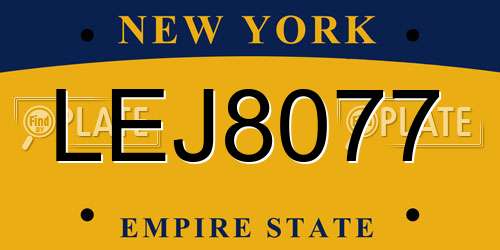 LEJ8077 New York License Plate