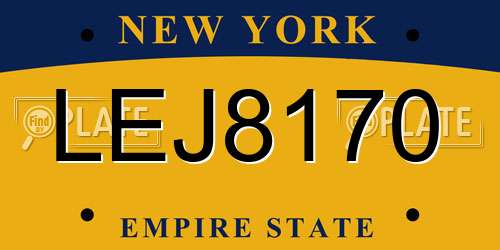 LEJ8170 New York License Plate
