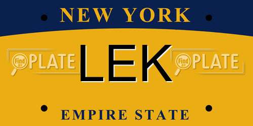 LEK New York License Plate