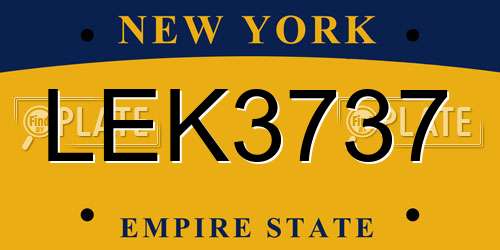 LEK3737 New York License Plate