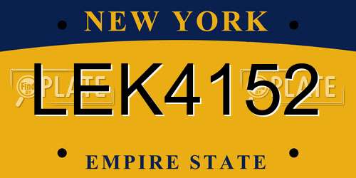 LEK4152 New York License Plate