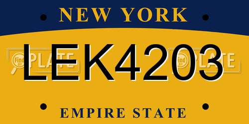 LEK4203 New York License Plate