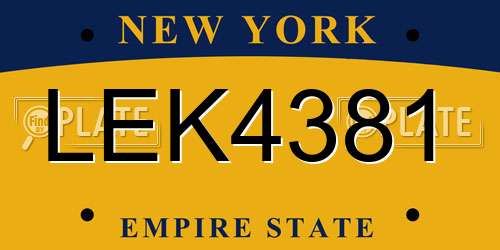 LEK4381 New York License Plate