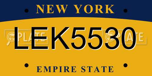 LEK5530 New York License Plate