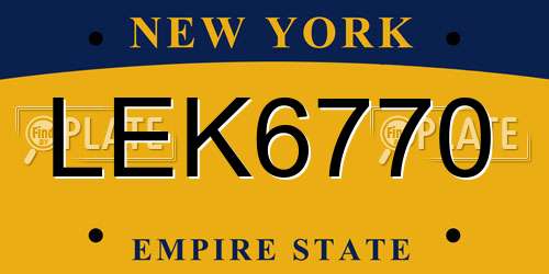 LEK6770 New York License Plate