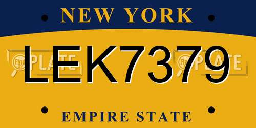 LEK7379 New York License Plate