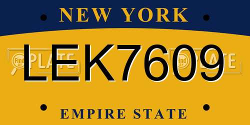 LEK7609 New York License Plate