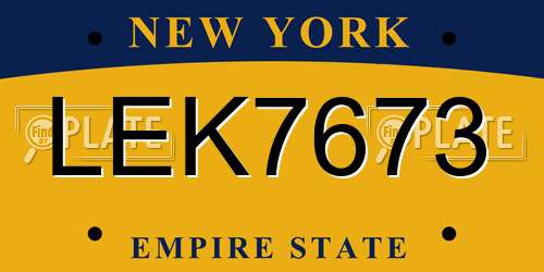 LEK7673 New York License Plate