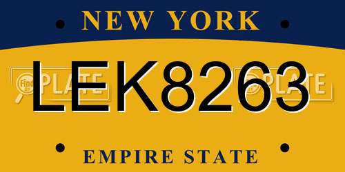 LEK8263 New York License Plate
