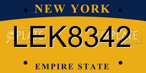 LEK8342 New York License Plate