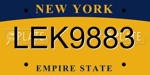 LEK9883 New York License Plate