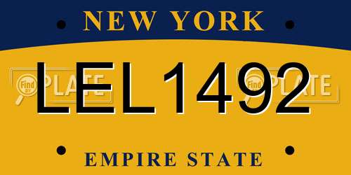 LEL1492 New York License Plate
