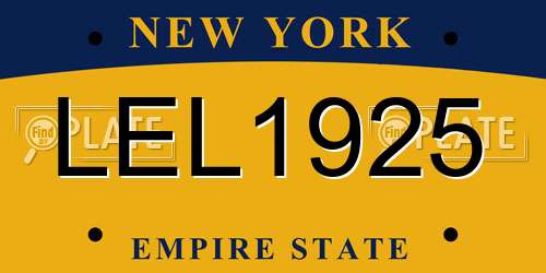 LEL1925 New York License Plate